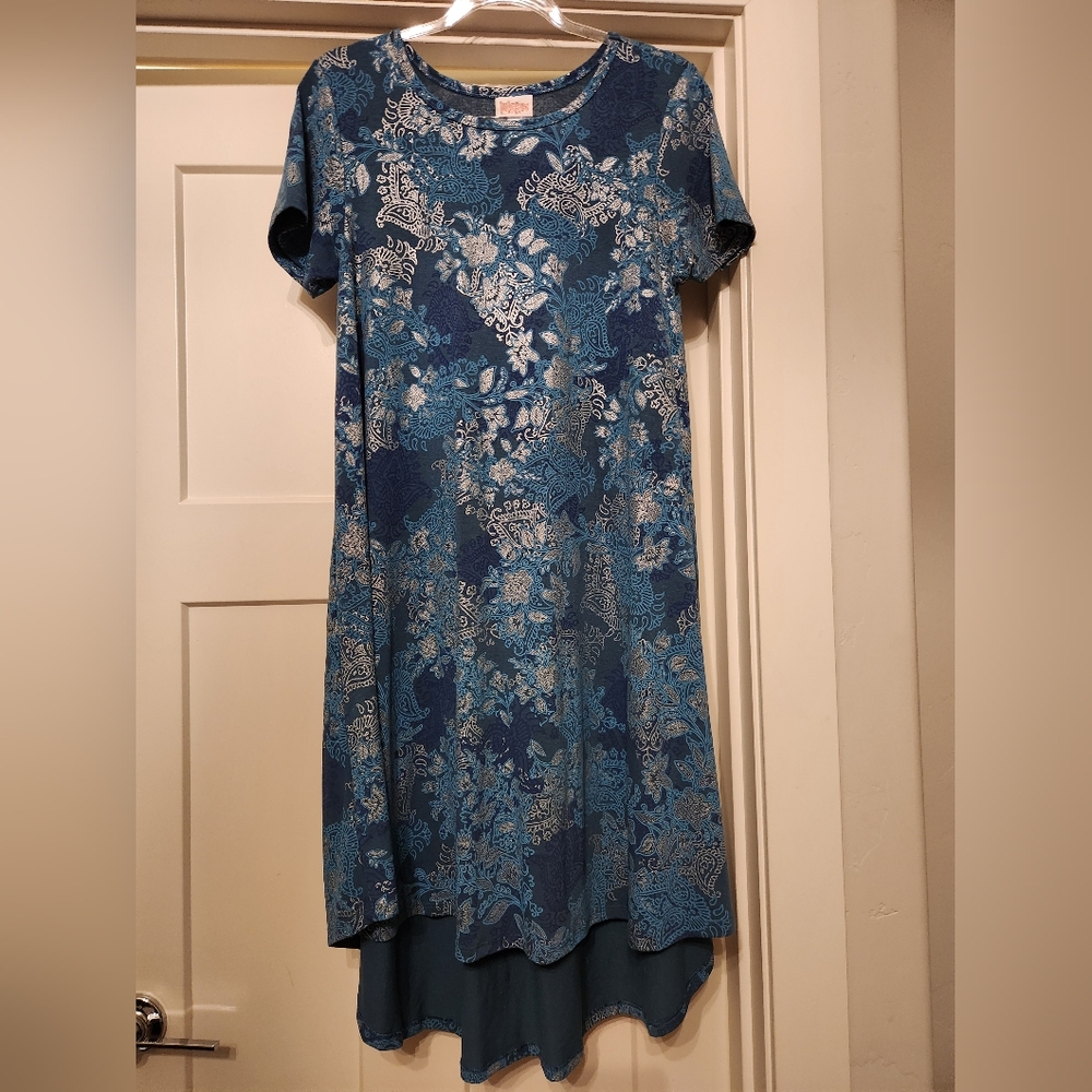 Bogo. Blue Asymmetrical Sundress with Crew Neck